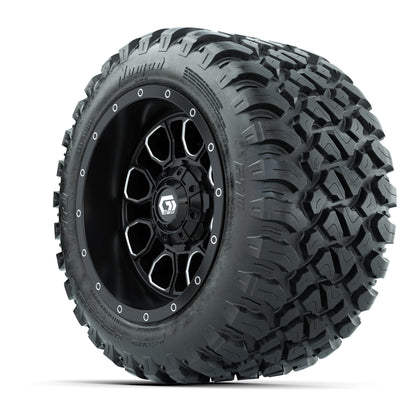 Set of (4) 12 in GTW® Volt Machined & Black Wheels with 22x11-R12 Nomad All-Terrain Tires