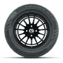 GTW® Boost Gloss Black 14 in Wheels with 255/45-R14 Fusion GTR Steel Belt Radial Street Tires – Full Set