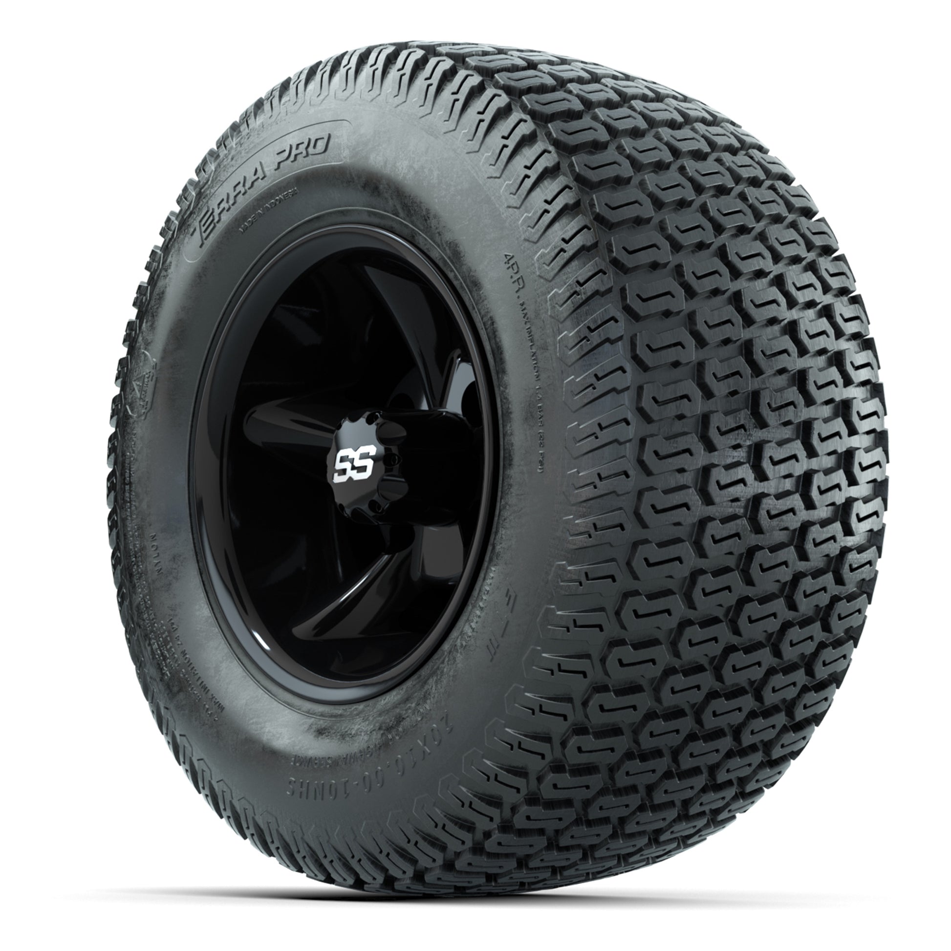 GTW Godfather Black 10 in Wheels with 20x10-10 S-Pattern Terra Pro Street Tires – Full Set