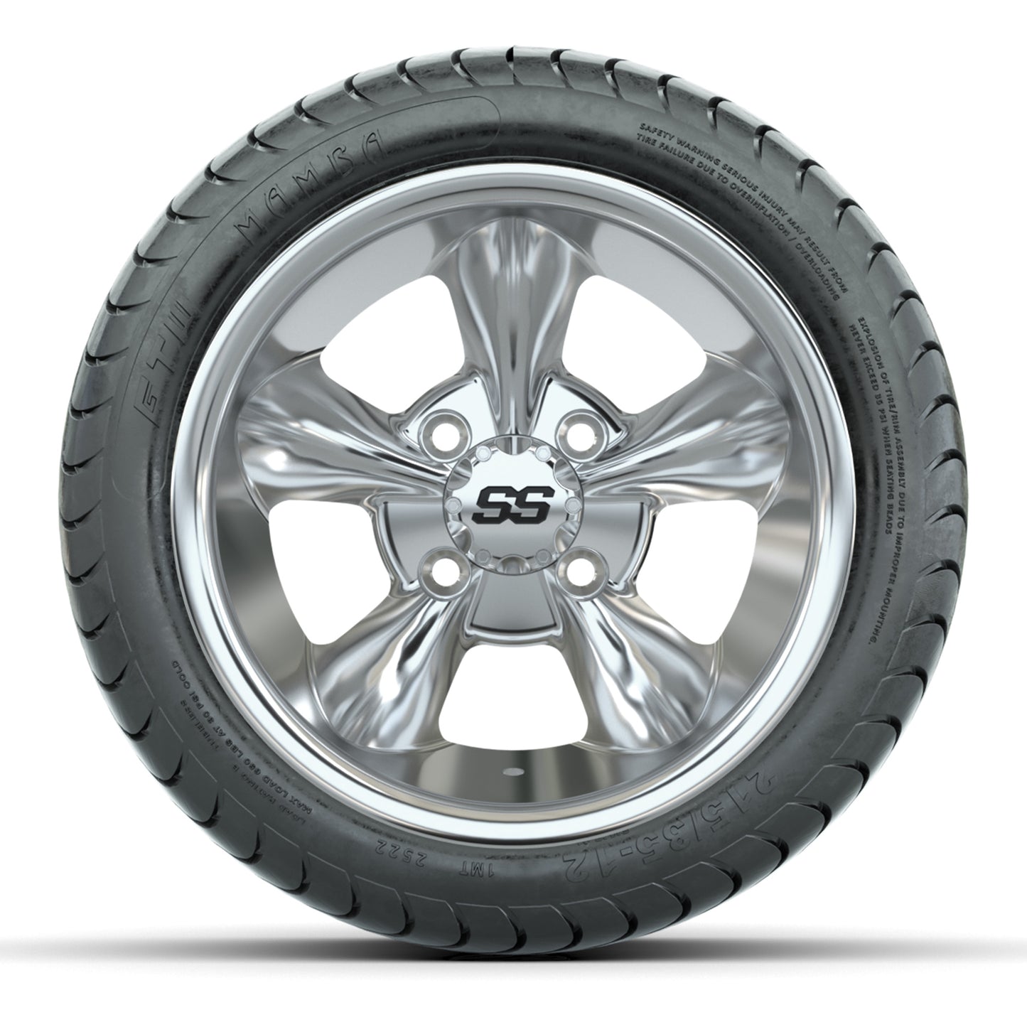 GTW® Godfather Chrome 12 in Wheels with 215/35-12 Mamba Street Tires – Full Set