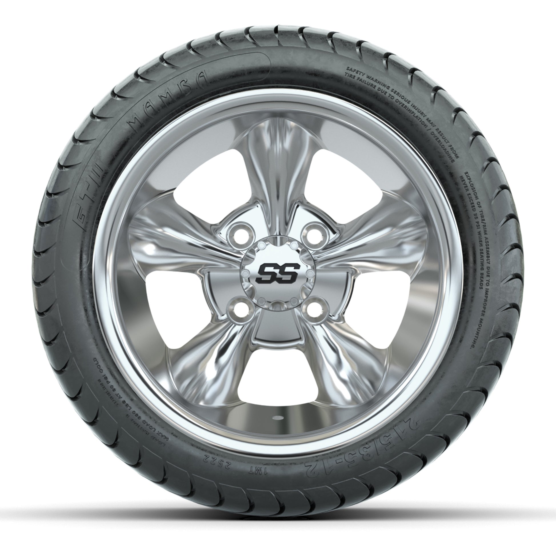 GTW® Godfather Chrome 12 in Wheels with 215/35-12 Mamba Street Tires – Full Set