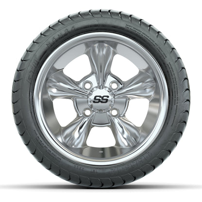 GTW® Godfather Chrome 12 in Wheels with 215/35-12 Mamba Street Tires – Full Set