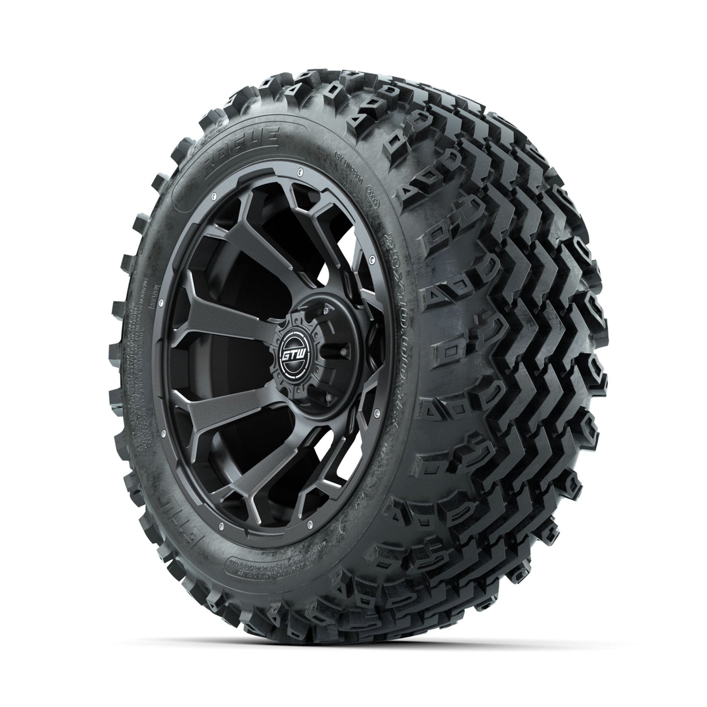 GTW Raven Ball Milled/Matte Grey 14 in Wheels with 23x10.00-14 Rogue All Terrain Tires - Full Set