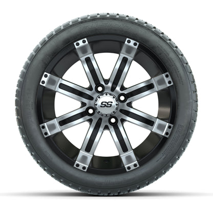 GTW Tempest Black and Machined 14 in Wheels with 19in Fusion Street Tires – Set of 4