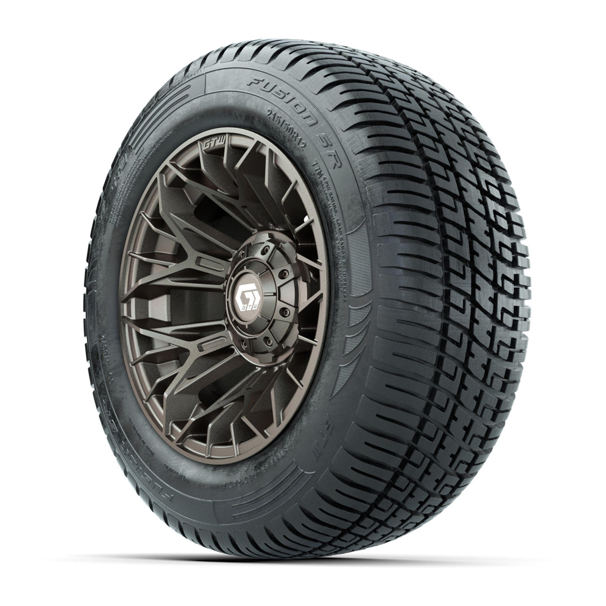 Set of (4) 12 in GTW® Stellar Matte Bronze Wheels with 215/50-R12 Fusion S/R Street Tires
