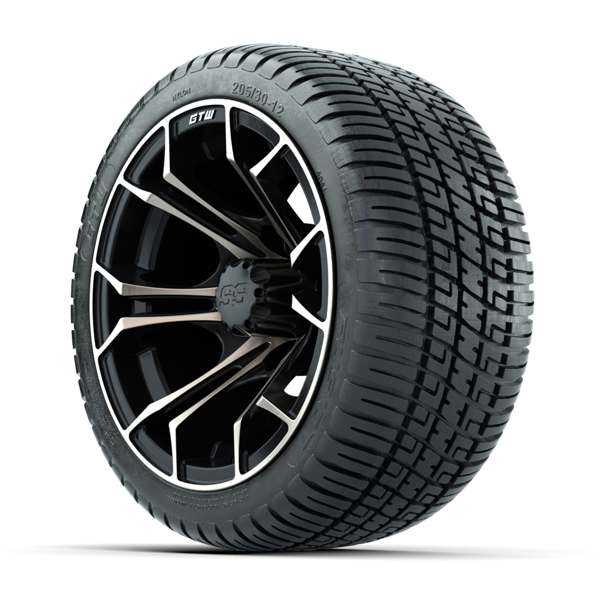 GTW Spyder Bronze/Matte Black 12 in Wheels with 205/30-12 Fusion Street Tires – Full Set