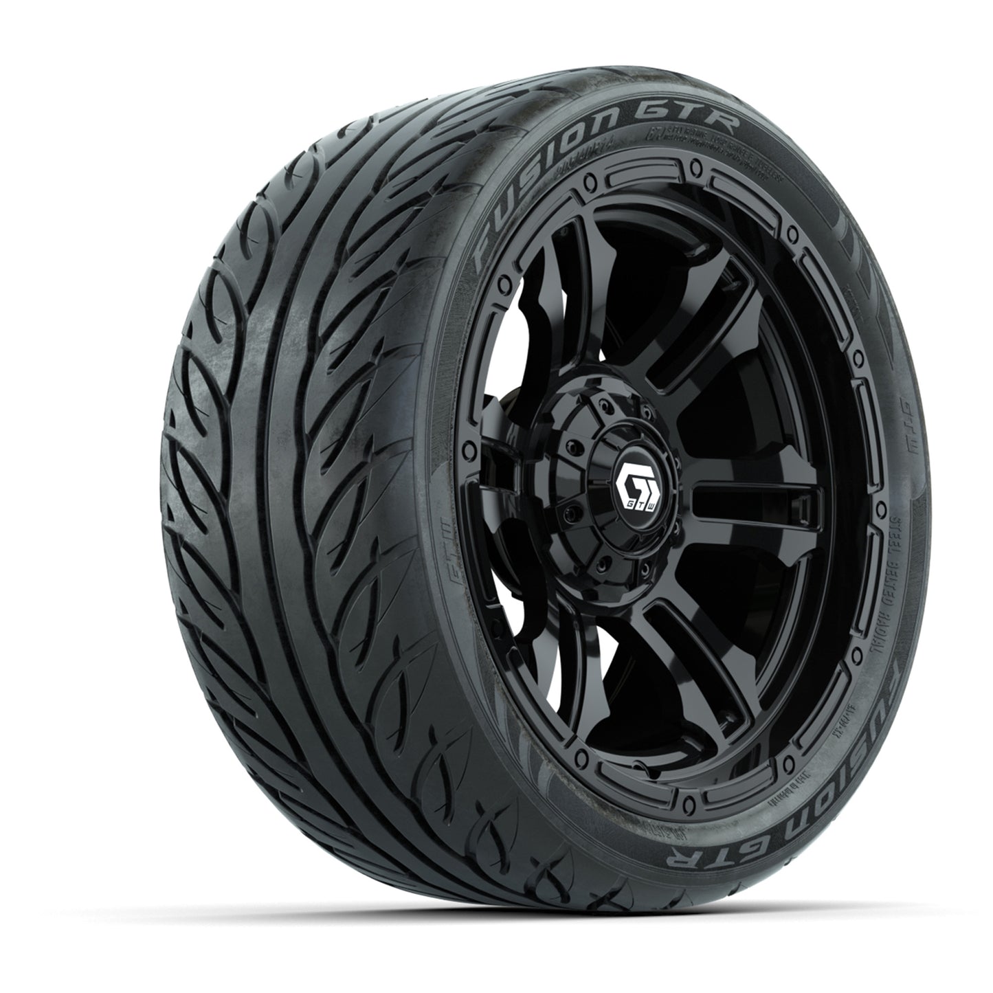 GTW® Shogun Gloss Black 14 in Wheels with 205/40-R14 Fusion GTR Steel Belted Street Tires – Full Set