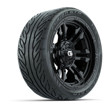 GTW® Shogun Gloss Black 14 in Wheels with 205/40-R14 Fusion GTR Steel Belted Street Tires – Full Set