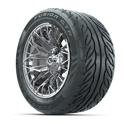 GTW® Stellar Chrome 14 in Wheels with 255/45-R14 Fusion GTR Steel Belt Radial Street Tires – Full Set