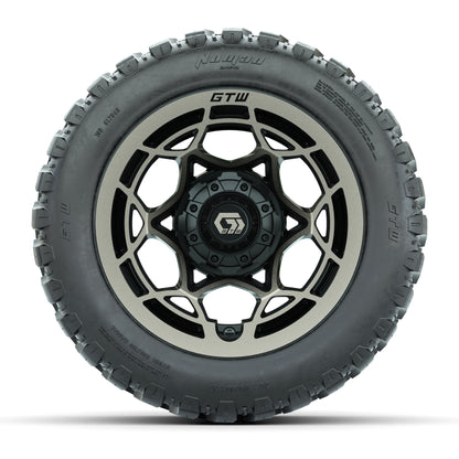 GTW® Nexus Black with Bronze Face 12 in Wheels with 20X10-12 Nomad Steel Belt Radial All-Terrain Tires – Full Set