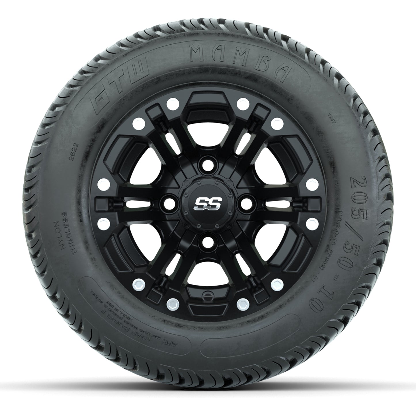 GTW Specter Matte Black 10 in Wheels with 205/50-10 Mamba Street Tires – Full Set