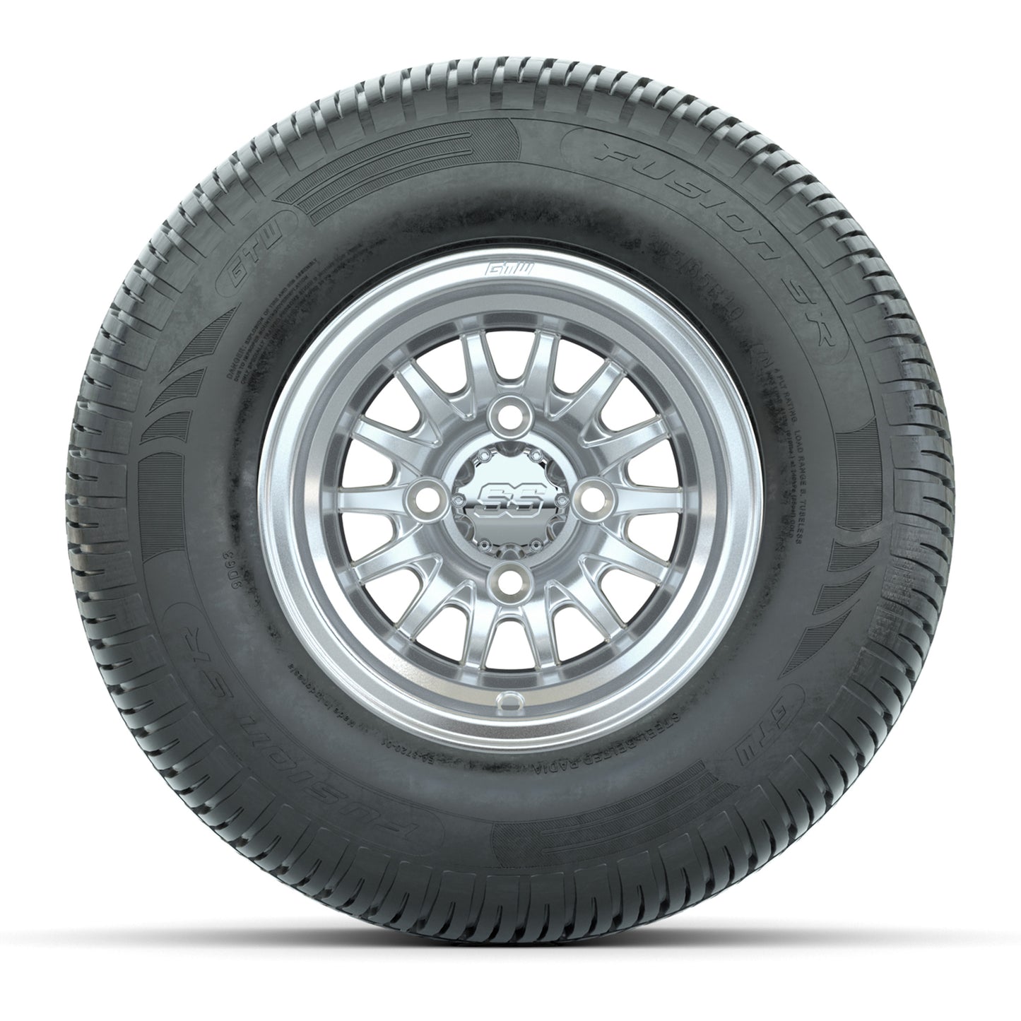 10" GTW Medusa Silver and Machined Wheels with 20" Fusion Street Tires - Set of 4