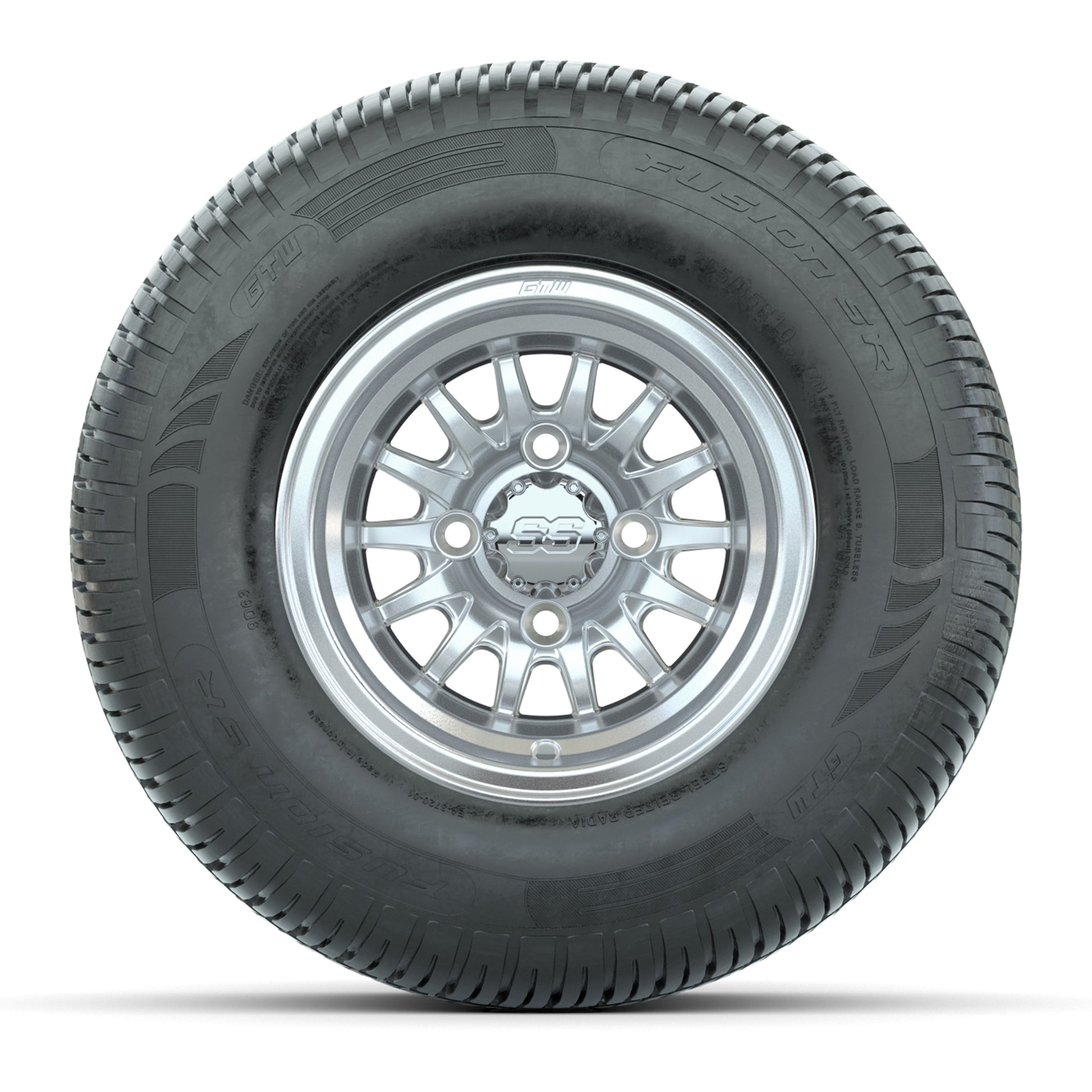 10" GTW Medusa Silver and Machined Wheels with 20" Fusion Street Tires - Set of 4