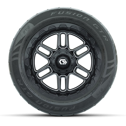 GTW® Titan Black/Machined 14 in Wheels with 255/45-R14 Fusion GTR Steel Belt Radial Street Tires – Full Set