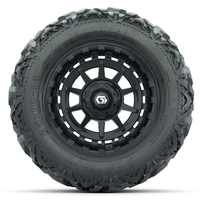 GTW Barricade Black 14 in Wheels with 25x10-14 Barrage Mud Tires – Full Set