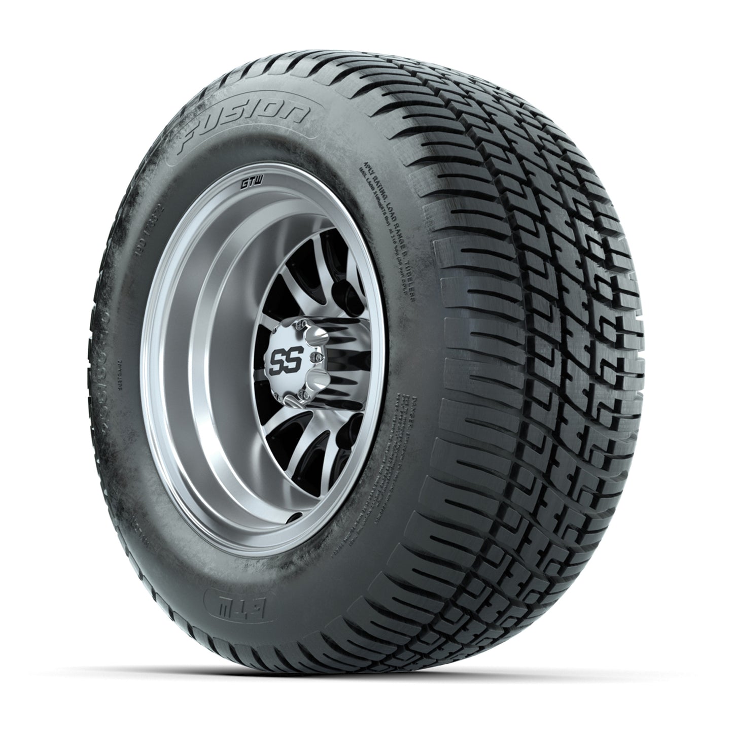 10” GTW Medusa Black and Machined Wheels with Fusion Street Tires – Set of 4