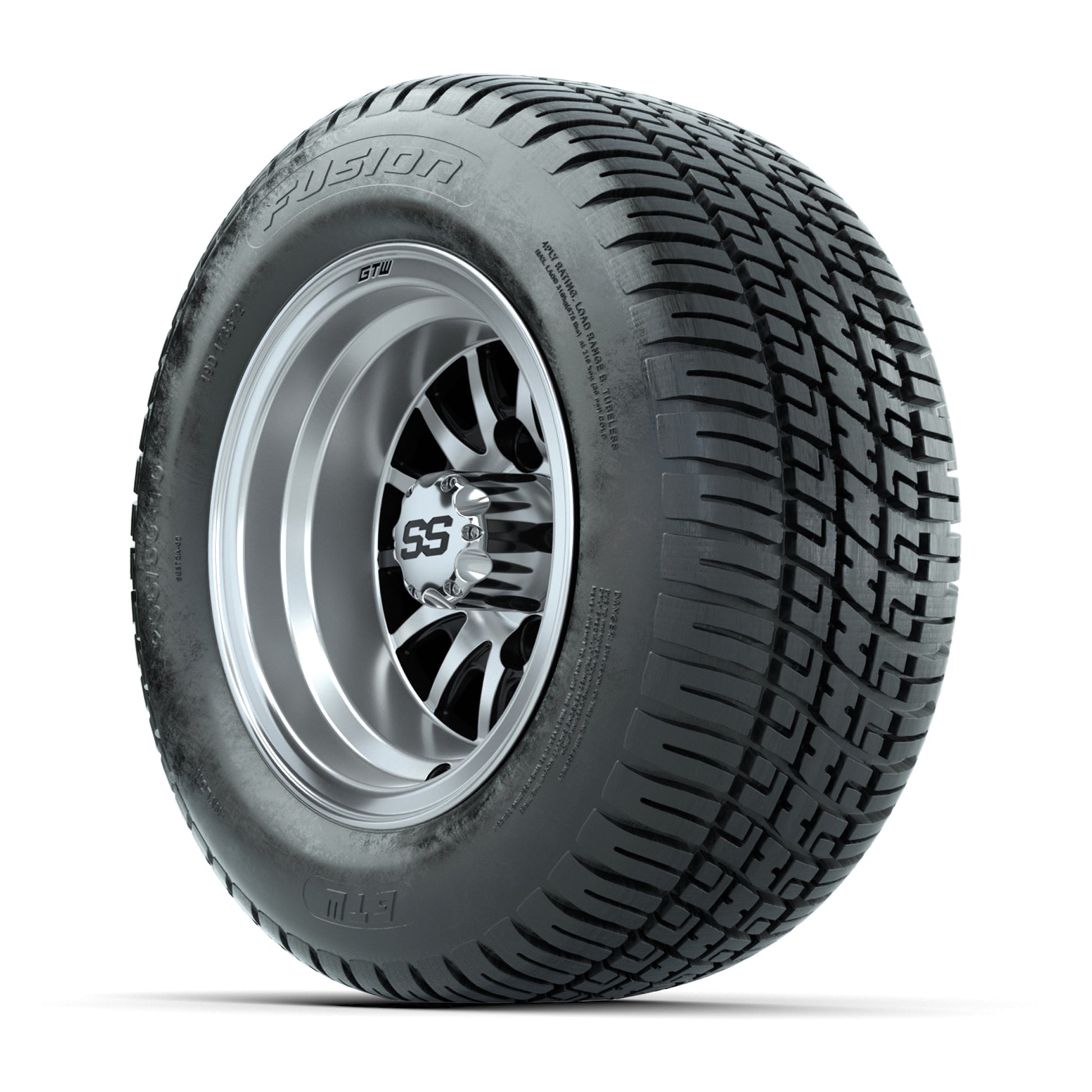 10” GTW Medusa Black and Machined Wheels with Fusion Street Tires – Set of 4