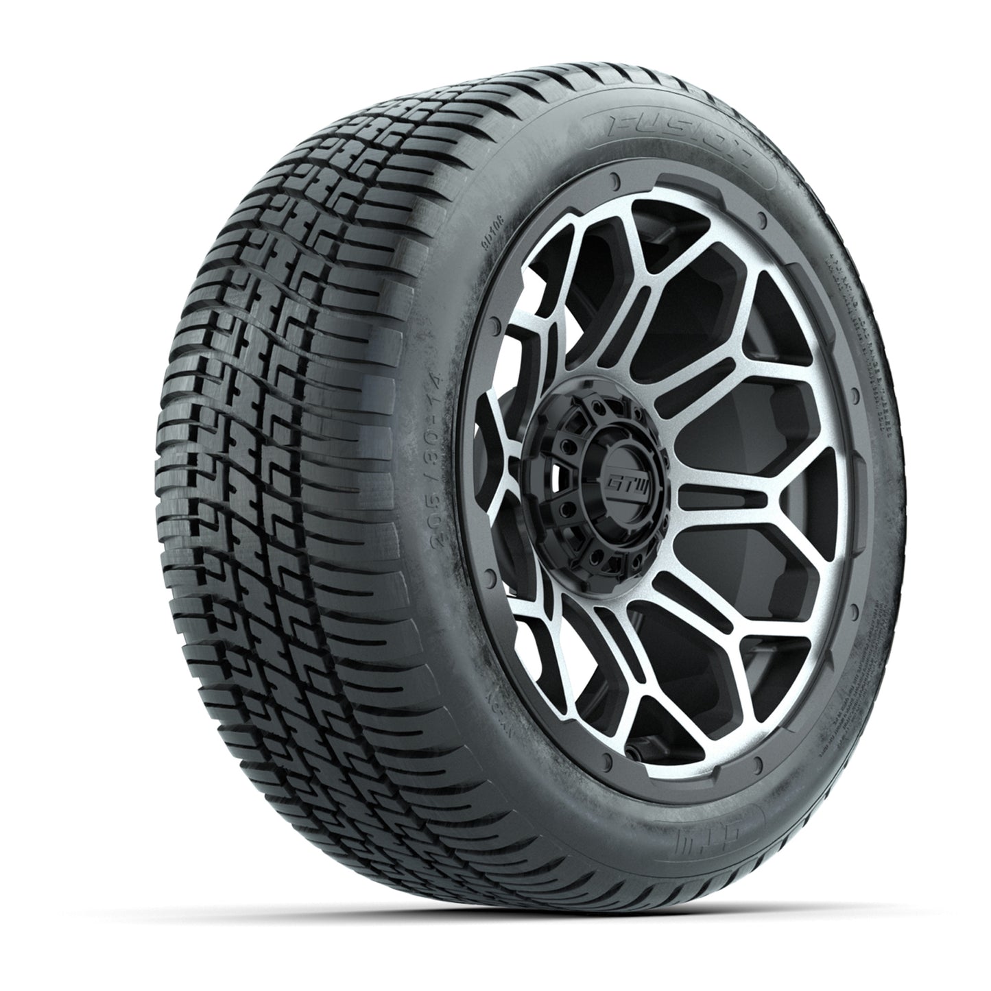 Set of (4) 14 in GTW Bravo Wheels with 205/30-14 Fusion Street Tires