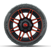 GTW® Stealth Red/Machined 12 in Wheels with 215/40-R12 Fusion GTR Steel Belt Radial Street Tires – Full Set