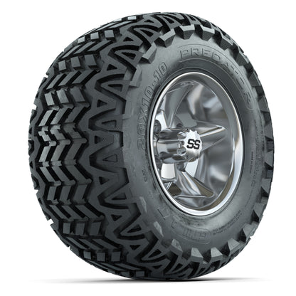 GTW Godfather Chrome 10 in Wheels with 20x10-10 Predator All-Terrain Tires – Full Set