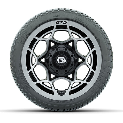 GTW® Nexus Black with Silver Face 12 in Wheels with 205/30-12 Fusion Street Tires - Full Set
