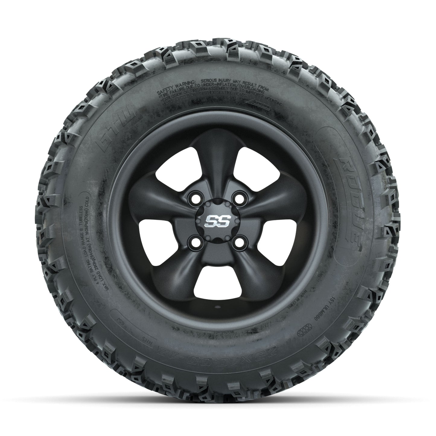 GTW Stellar Machined/Black 12 in Wheels with 23x10.00-12 Rogue All Terrain Tires - Full Set