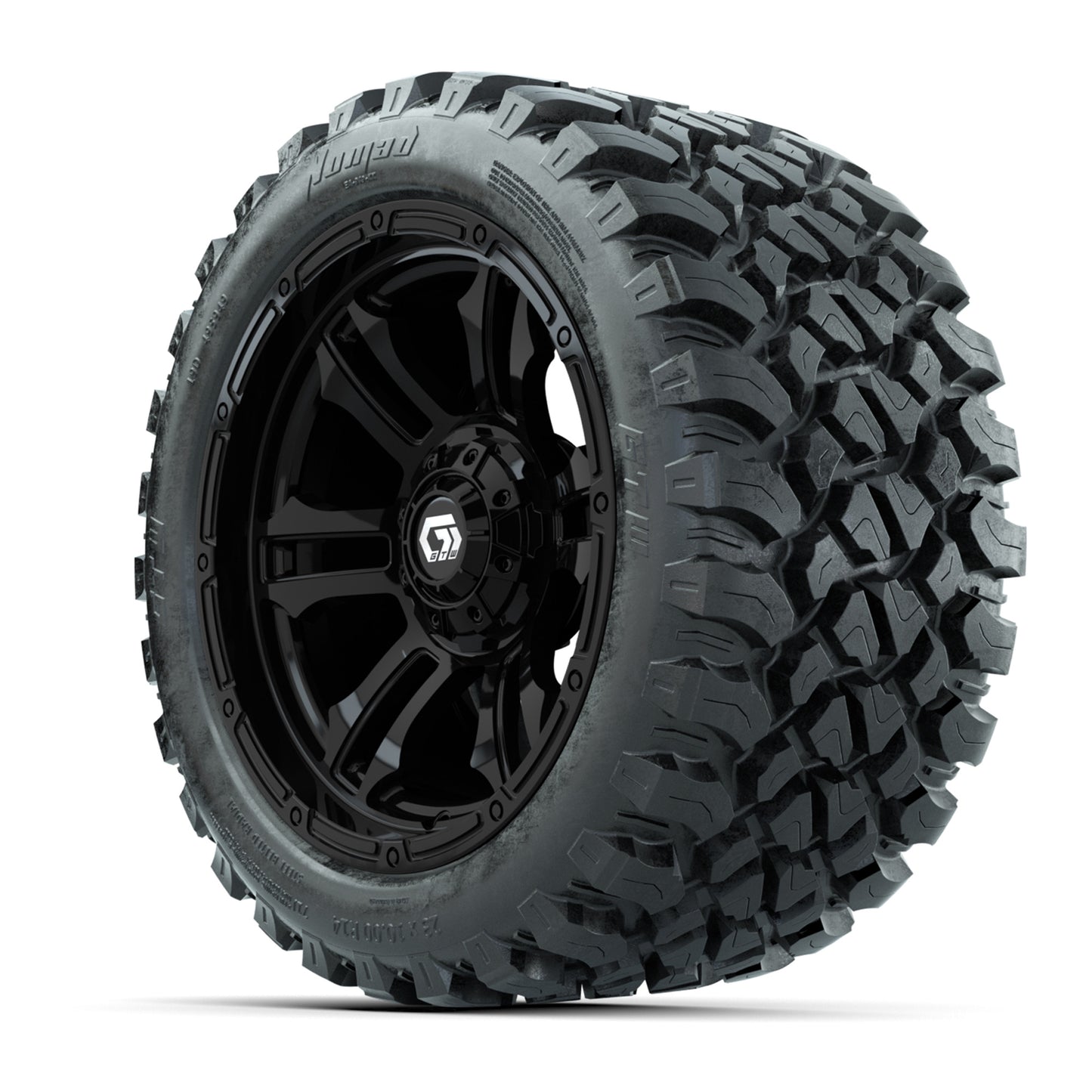 GTW® Shogun Gloss Black 14 in Wheels with 23X10-R14 Nomad Steel Belt Radial All-Terrain Tires – Full Set