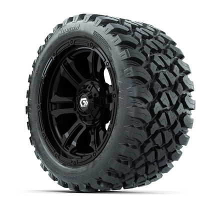 GTW® Shogun Gloss Black 14 in Wheels with 23X10-R14 Nomad Steel Belt Radial All-Terrain Tires – Full Set