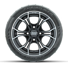 GTW® Spyder Matte Gray/Machined 12 in Wheels with 215/40-R12 Fusion GTR Steel Belt Radial Street Tires – Full Set