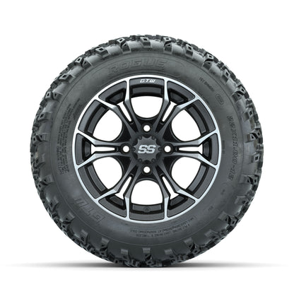 GTW Spyder Machined/Grey 12 in Wheels with 22x11.00-12 Rogue All Terrain Tires – Full Set