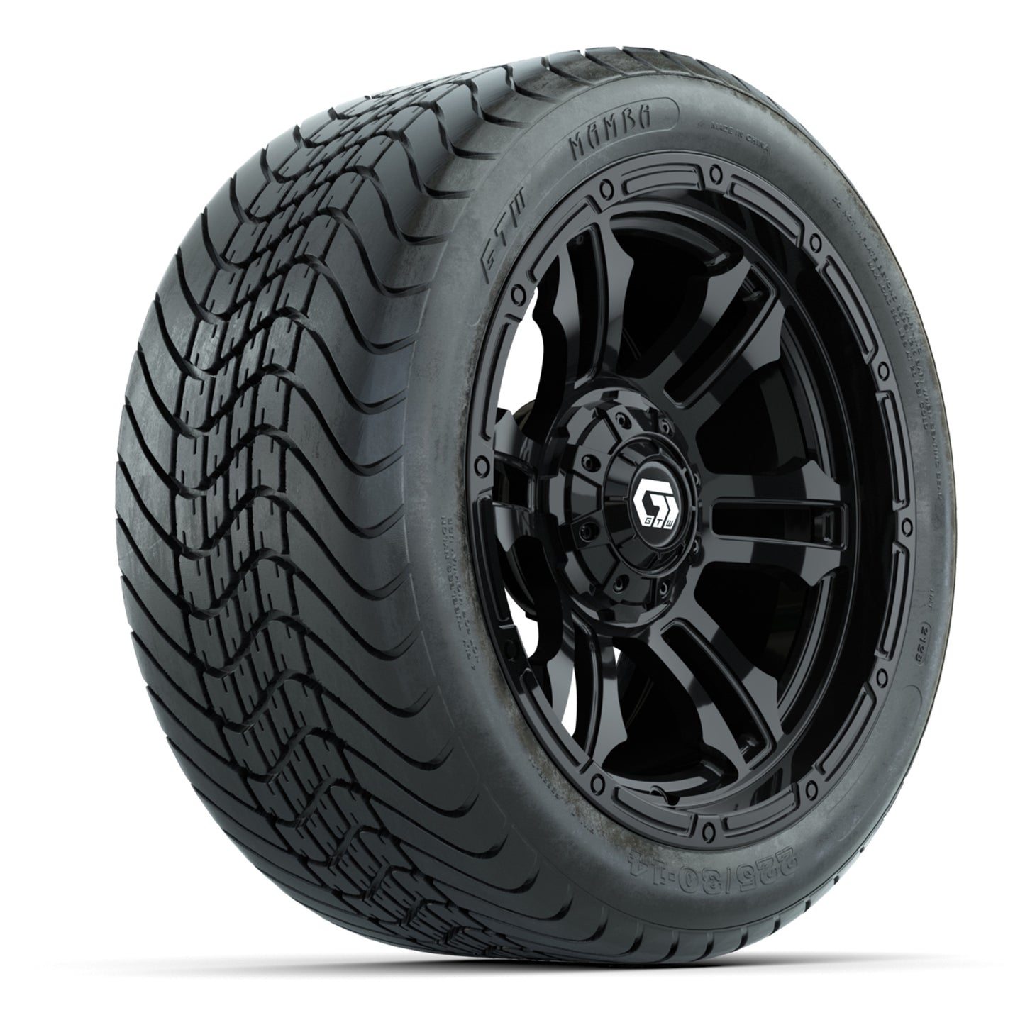 GTW Shogun Gloss Black 14 in Wheels with 225/30-14 Mamba Street Tires – Full Set