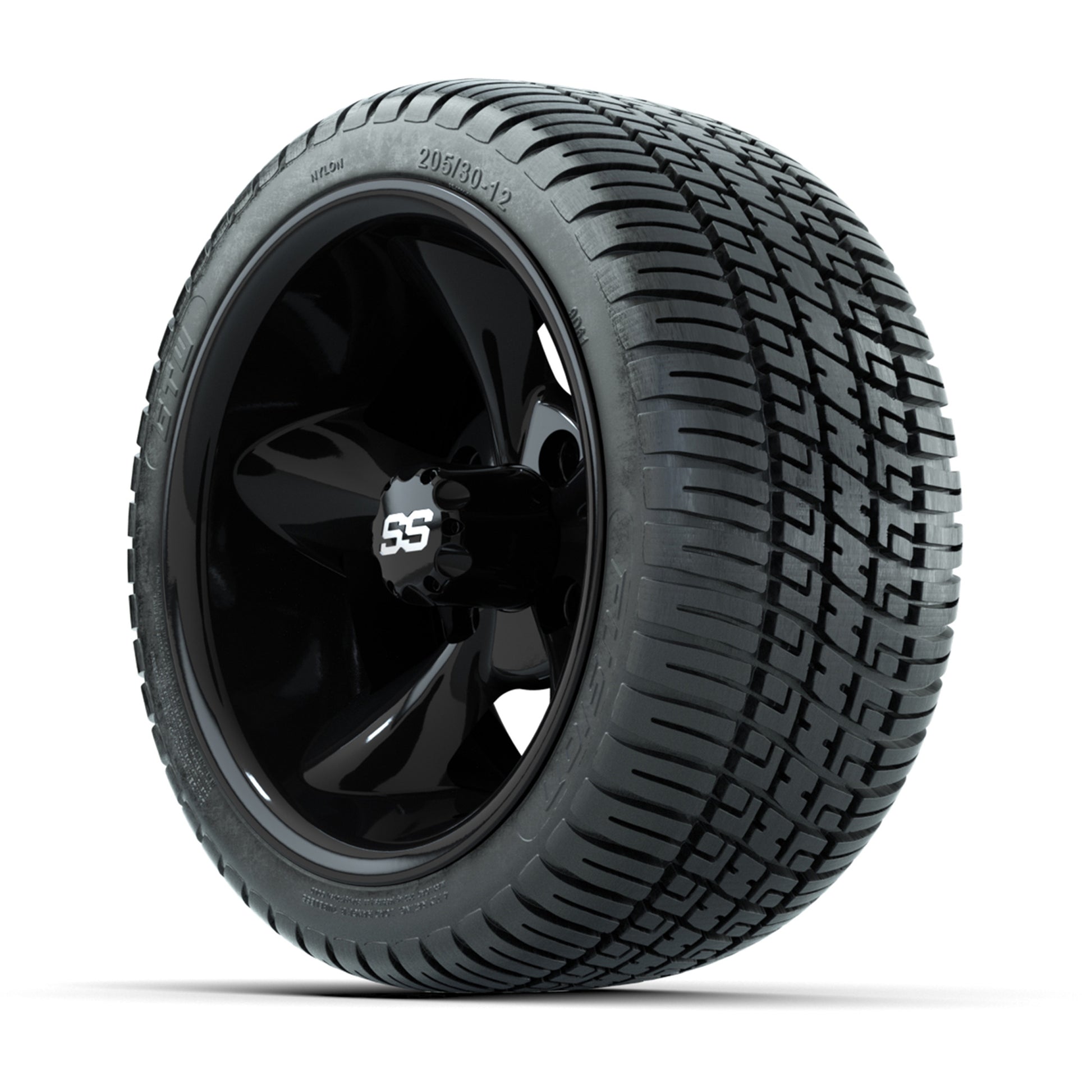 GTW Godfather Black 12 in Wheels with 205/30-12 Fusion Street Tires – Full Set