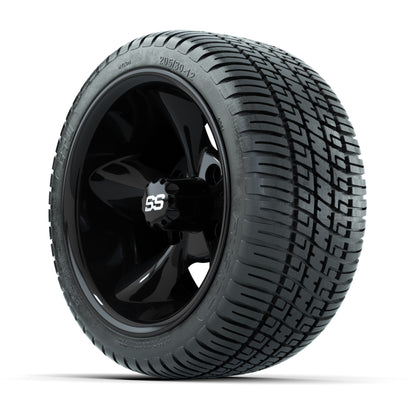 GTW Godfather Black 12 in Wheels with 205/30-12 Fusion Street Tires – Full Set
