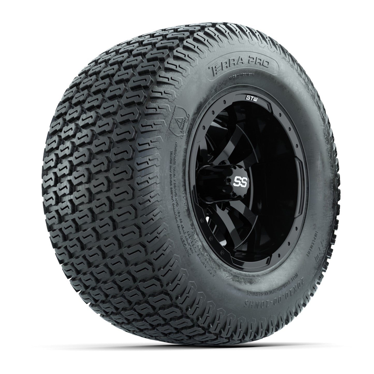 GTW Storm Trooper Black 10 in Wheels with 20x10-10 S-Pattern Terra Pro Tires – Full Set