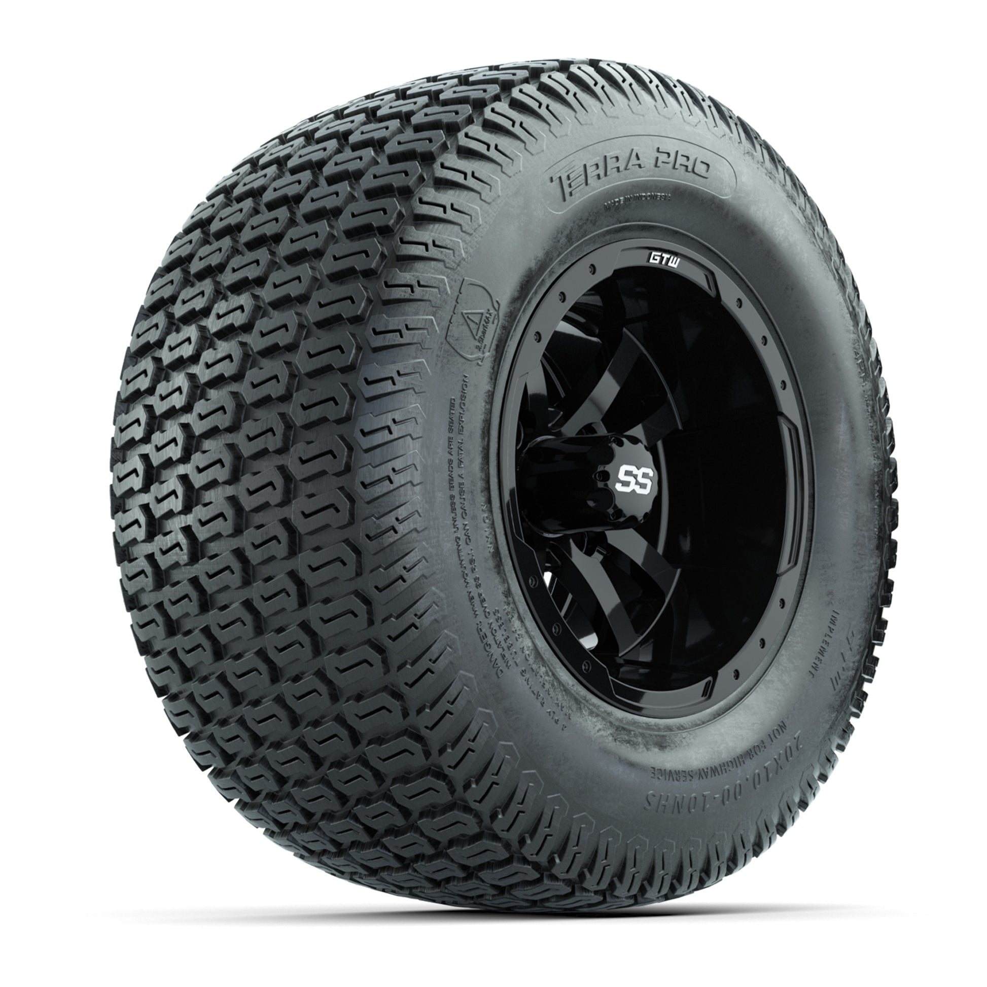 GTW Storm Trooper Black 10 in Wheels with 20x10-10 S-Pattern Terra Pro Tires – Full Set