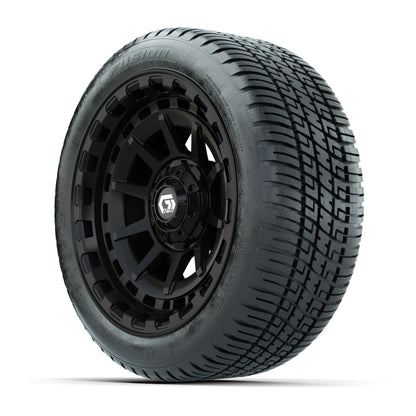 GTW® Barricade Gloss Black 14 in Wheels with 205/30-14 Fusion Street Tires – Full Set