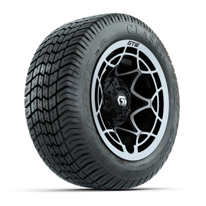 GTW® Nexus Black/Silver 12 in Wheels with 215/40-12 Excel Classic Street Tires – Full Set