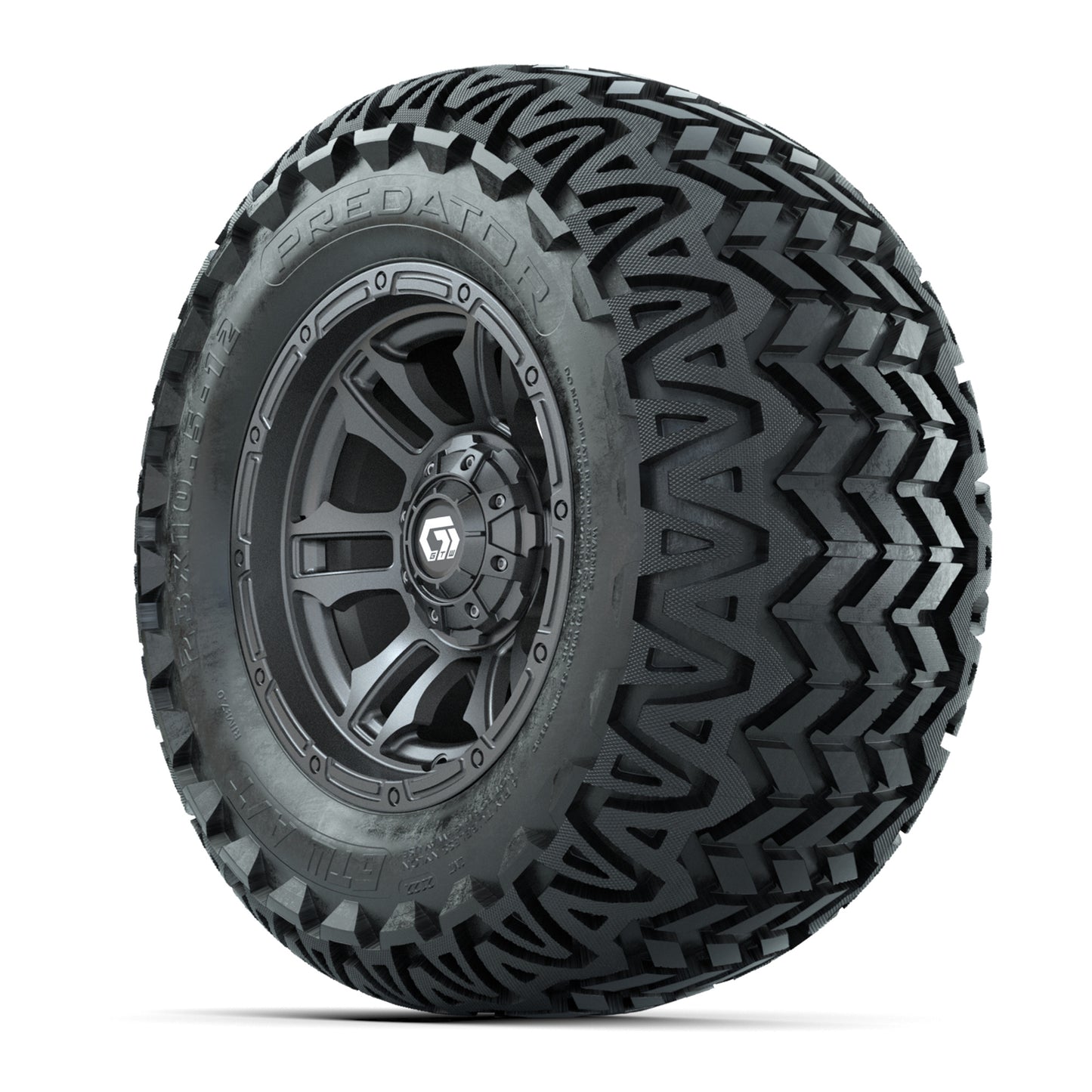 GTW® Shogun Gunmetal 12 in Wheels with 23X10.5-12 Predator All-Terrain Tires – Full Set