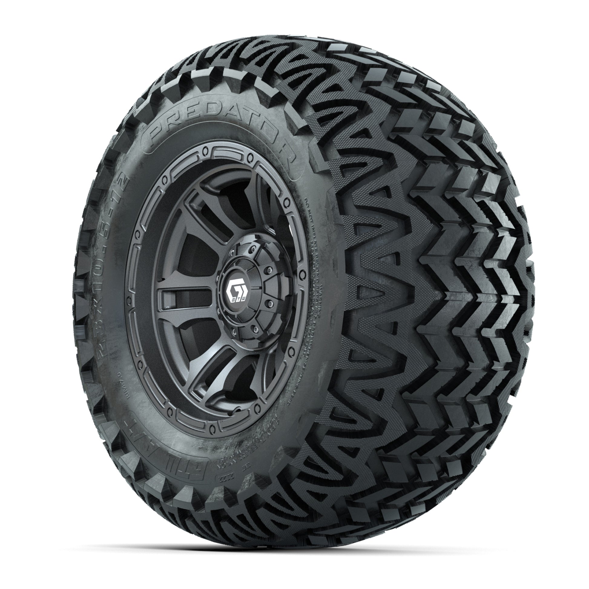 GTW® Shogun Gunmetal 12 in Wheels with 23X10.5-12 Predator All-Terrain Tires – Full Set