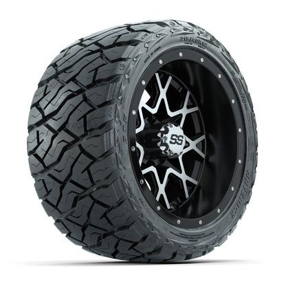 GTW Vortex Matte Black/Machined 12 in Wheels with 215/40-R12 Maverick Low-Profile All-Terrain Tires – Full Set