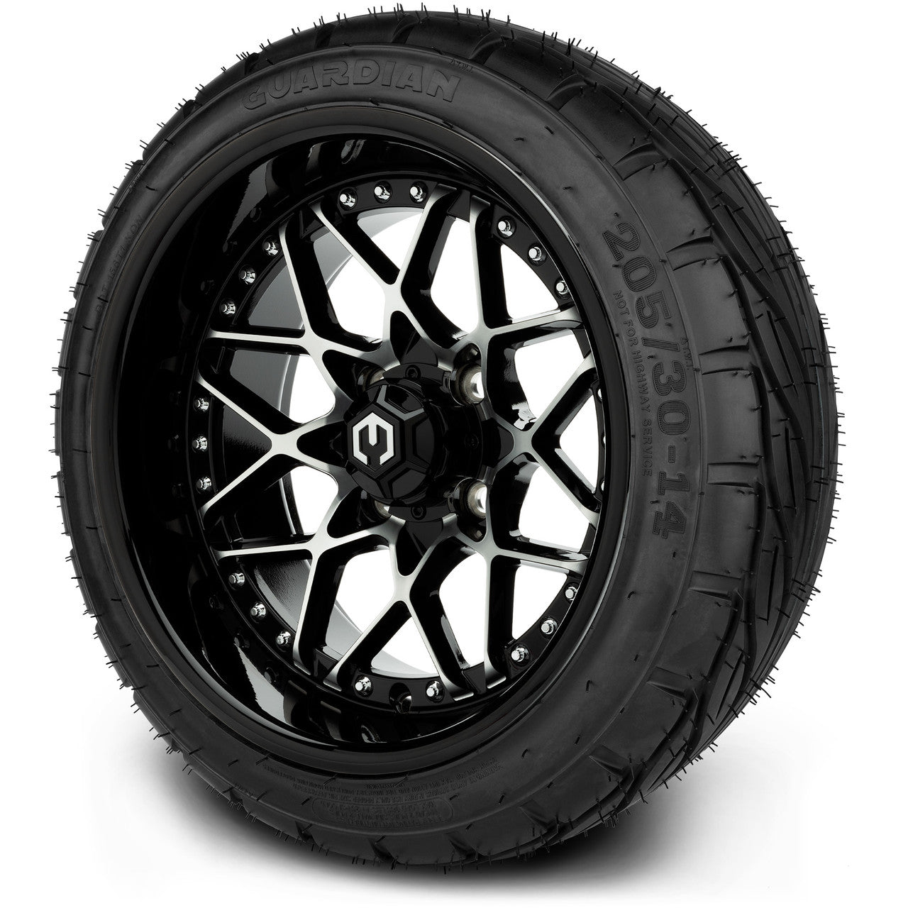 MODZ® 14" Formula Machined Black Wheels & Street Tires Combo