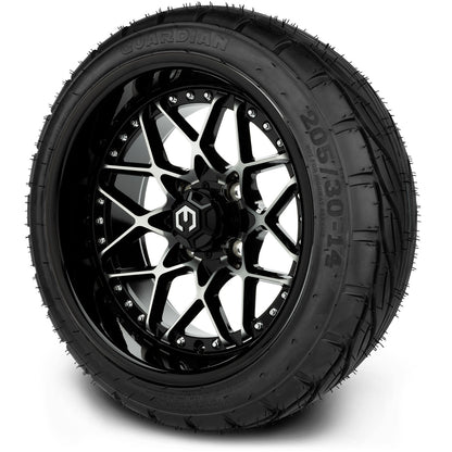 MODZ® 14" Formula Machined Black Wheels & Street Tires Combo