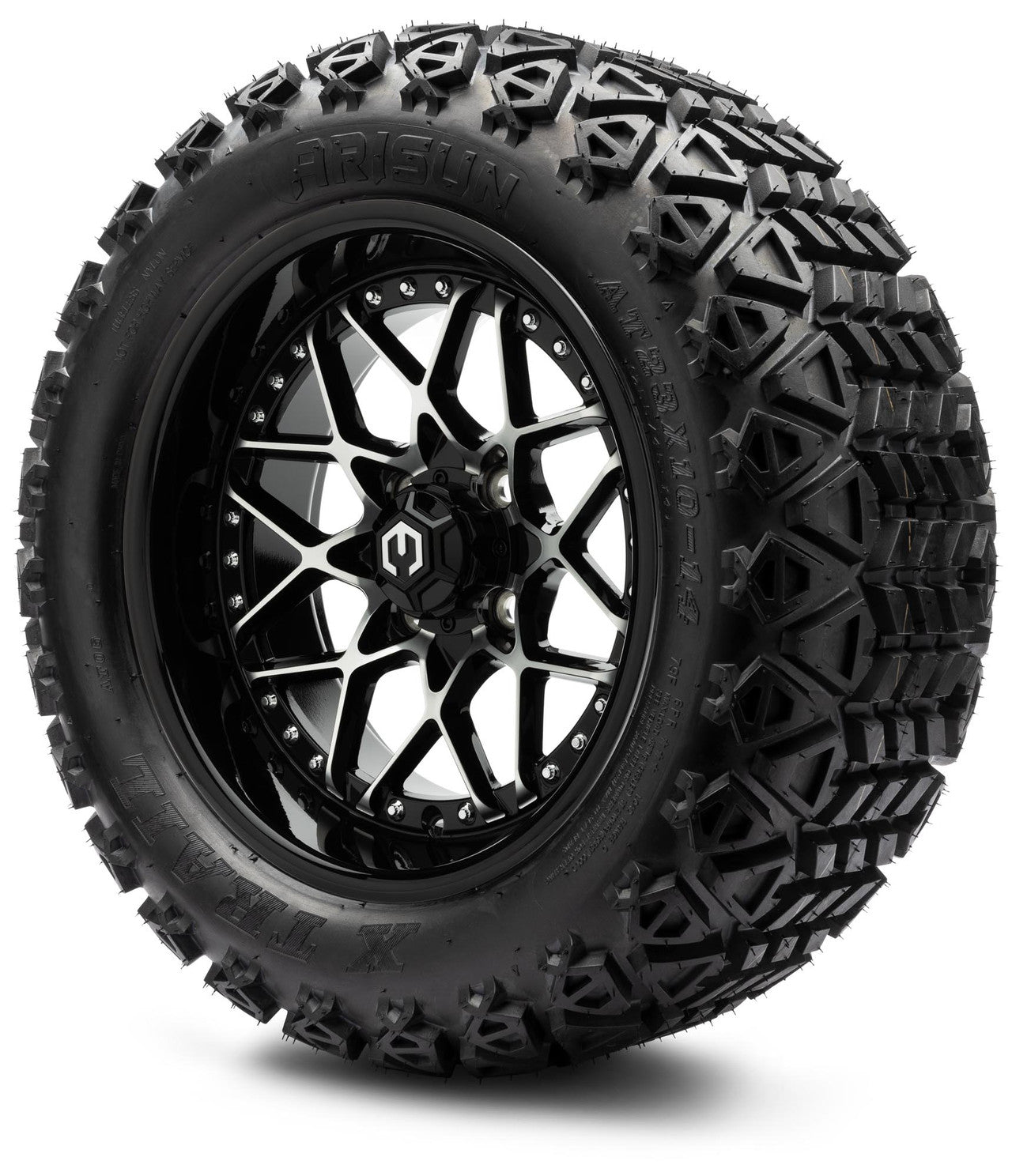 MODZ® 14" Formula Machined Black Wheels & Off-Road Tires Combo
