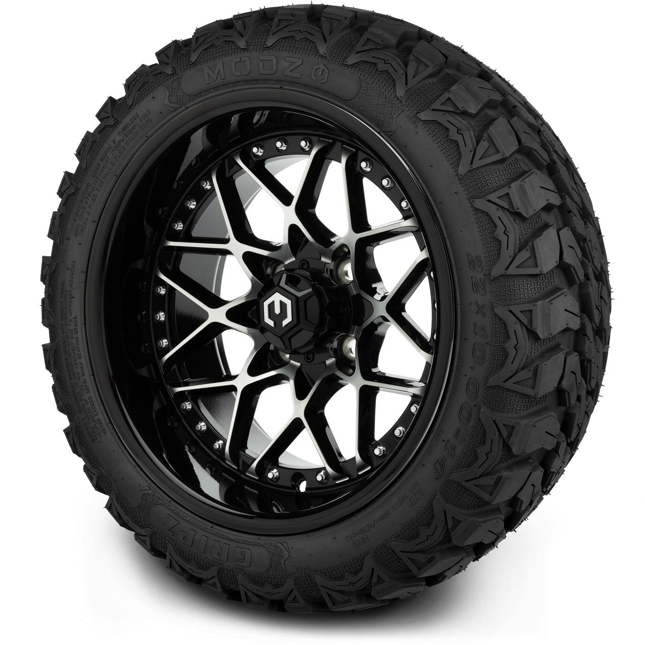 MODZ® 14" Formula Machined Black Wheels & Off-Road Tires Combo