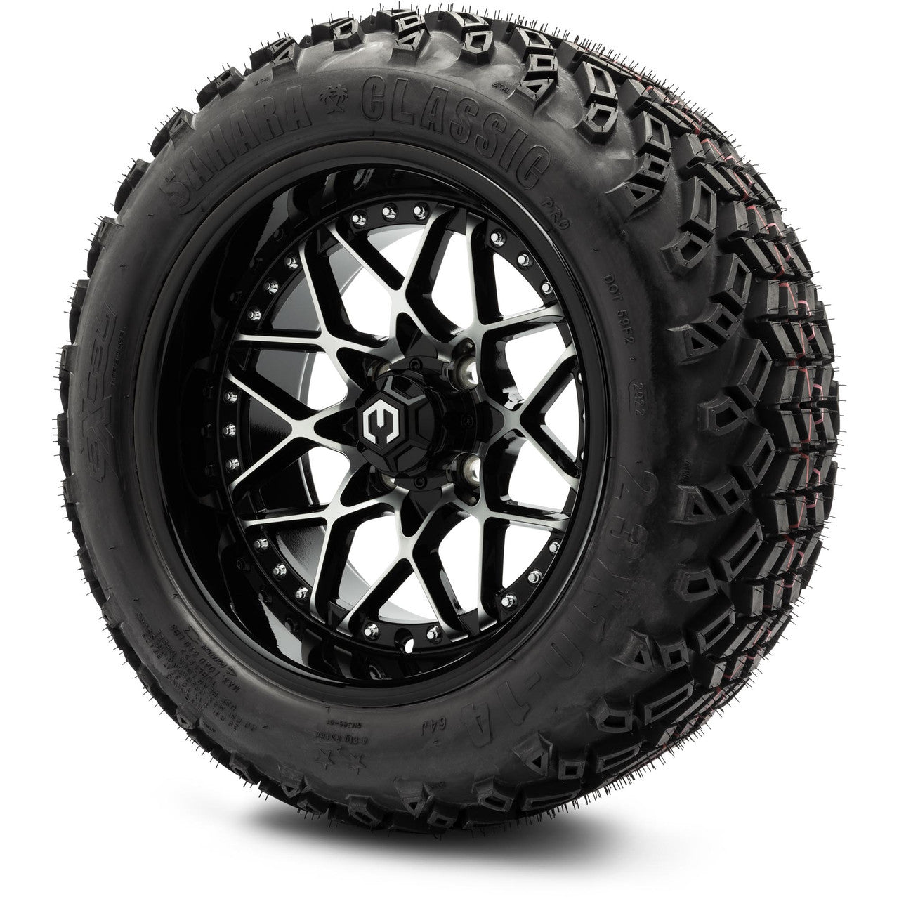 MODZ® 14" Formula Machined Black Wheels & Off-Road Tires Combo