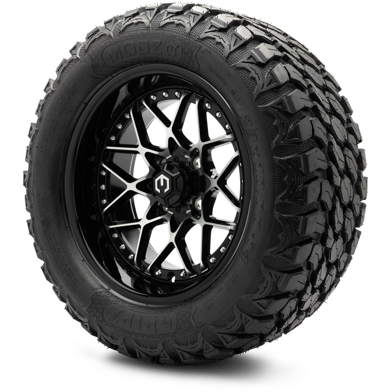 MODZ® 14" Formula Machined Black Wheels & Off-Road Tires Combo