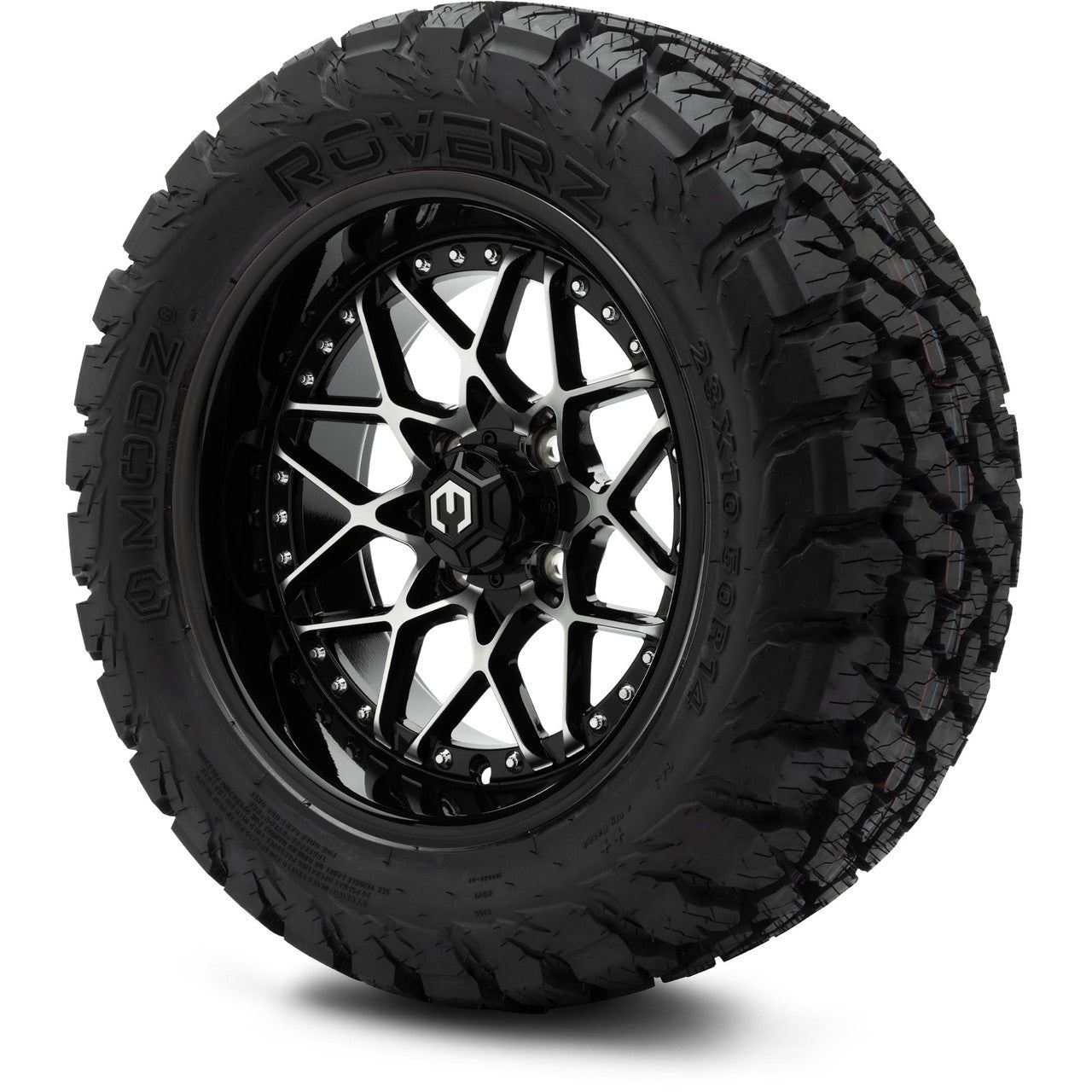 MODZ® 14" Formula Machined Black Wheels & Off-Road Tires Combo