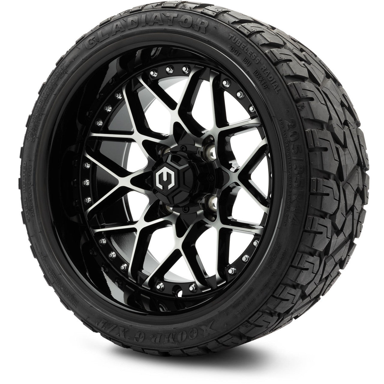 MODZ® 14" Formula Machined Black Wheels & Off-Road Tires Combo