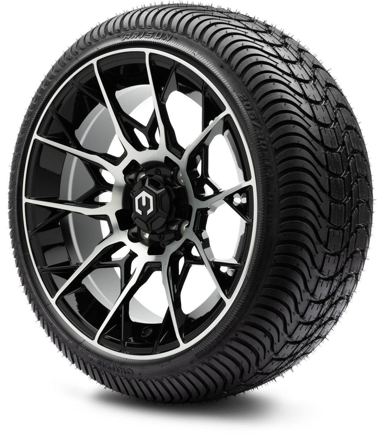 MODZ® 14" Chaos Machined Black Wheels & Street Tires Combo