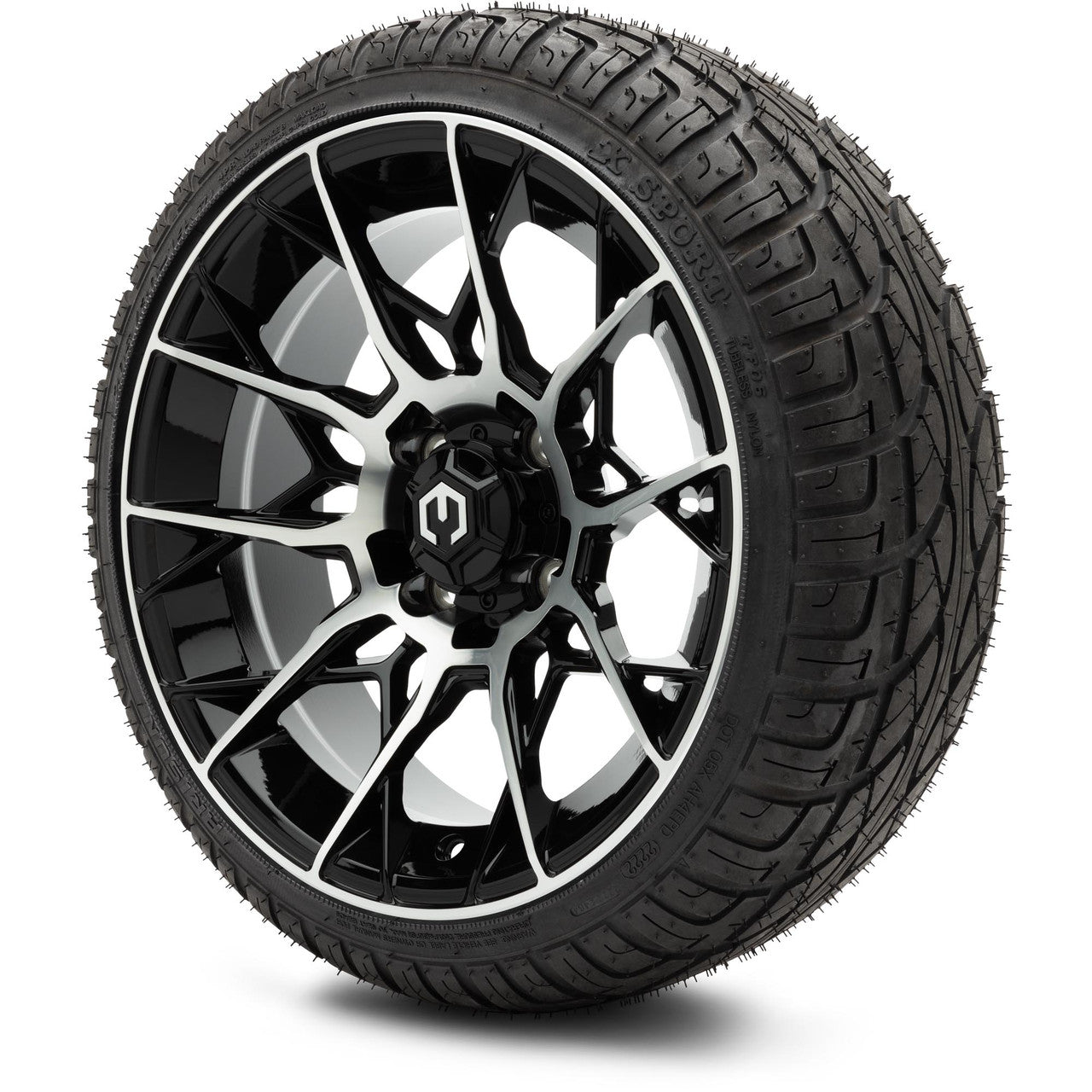 MODZ® 14" Chaos Machined Black Wheels & Street Tires Combo